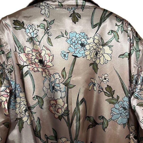 Urban Outfitters Floral Satin Brocade Bomber Jacket Sm Faux Fur Mauve - Picture 2 of 9